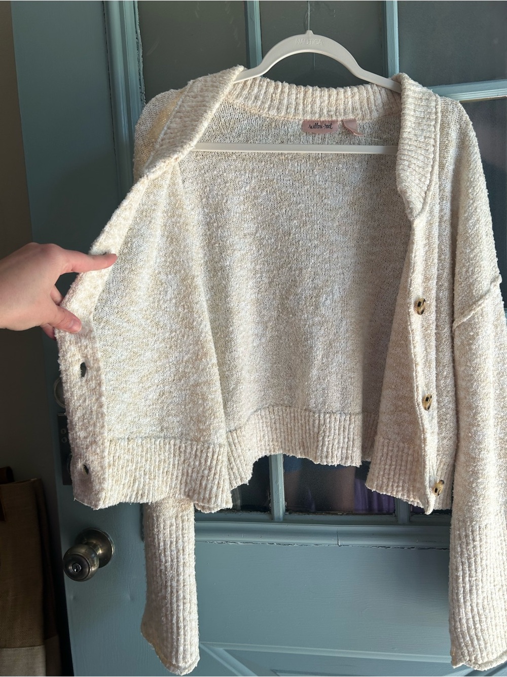 Willow & Root Buckle BKE Marled Knit Oversized Cardigan Sweater Cream Off White - Picture 5 of 9